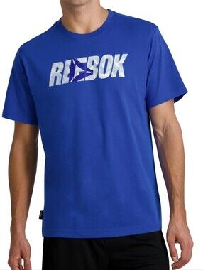 Reebok Men's Bright Blue Short-Sleeve Logo Tee